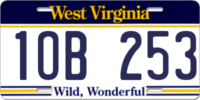 WV license plate 1OB253