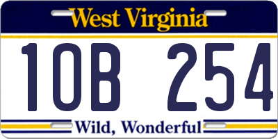 WV license plate 1OB254