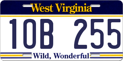 WV license plate 1OB255
