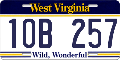 WV license plate 1OB257