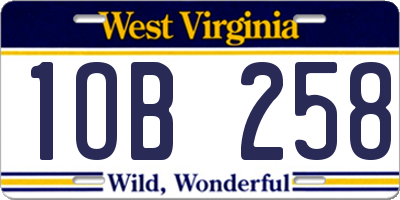 WV license plate 1OB258