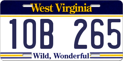 WV license plate 1OB265