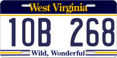 WV license plate 1OB268