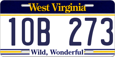 WV license plate 1OB273
