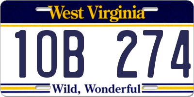 WV license plate 1OB274