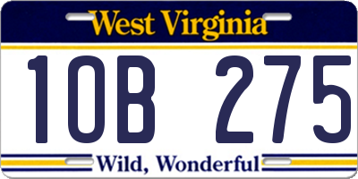 WV license plate 1OB275