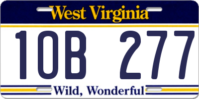 WV license plate 1OB277