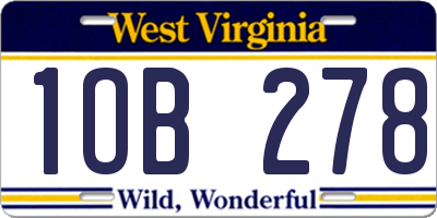 WV license plate 1OB278