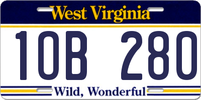 WV license plate 1OB280