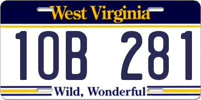 WV license plate 1OB281
