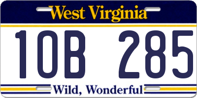 WV license plate 1OB285