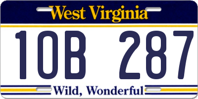 WV license plate 1OB287