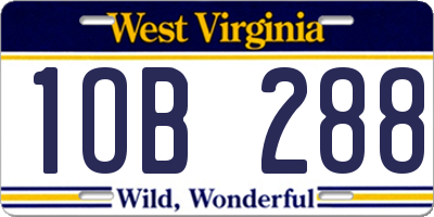 WV license plate 1OB288