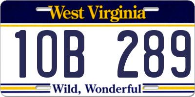 WV license plate 1OB289