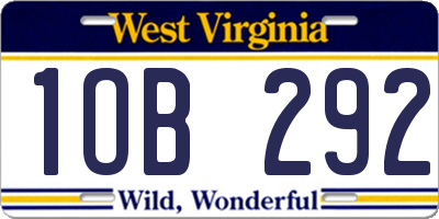 WV license plate 1OB292