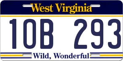 WV license plate 1OB293