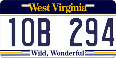 WV license plate 1OB294