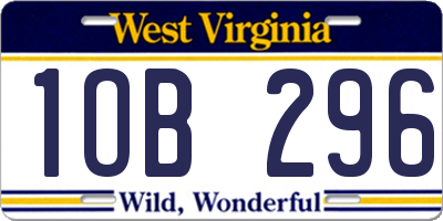 WV license plate 1OB296