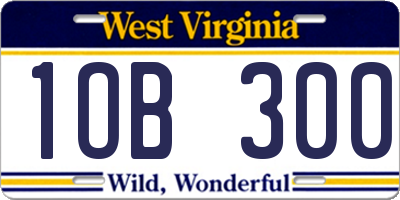 WV license plate 1OB300