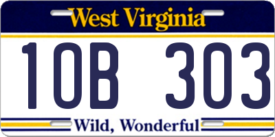 WV license plate 1OB303