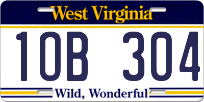 WV license plate 1OB304