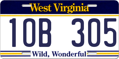 WV license plate 1OB305