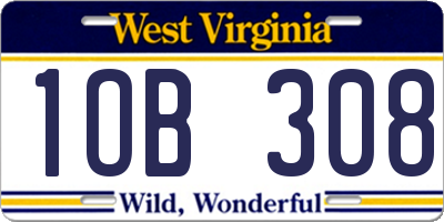 WV license plate 1OB308