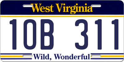 WV license plate 1OB311