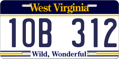WV license plate 1OB312