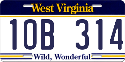 WV license plate 1OB314