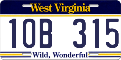 WV license plate 1OB315