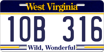 WV license plate 1OB316