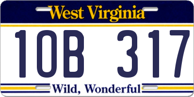 WV license plate 1OB317