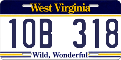 WV license plate 1OB318