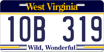WV license plate 1OB319