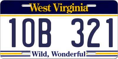 WV license plate 1OB321