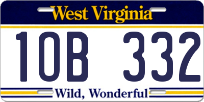 WV license plate 1OB332
