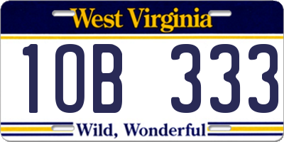 WV license plate 1OB333