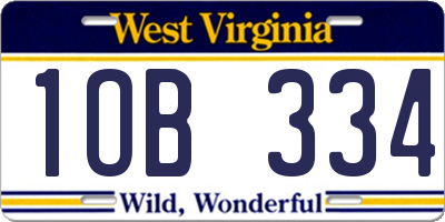WV license plate 1OB334