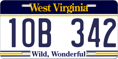 WV license plate 1OB342