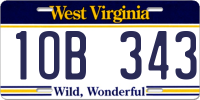 WV license plate 1OB343