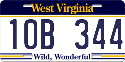 WV license plate 1OB344