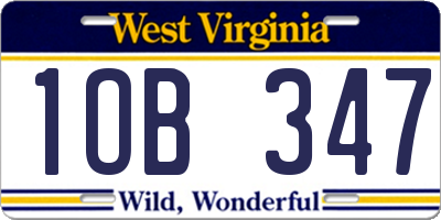WV license plate 1OB347