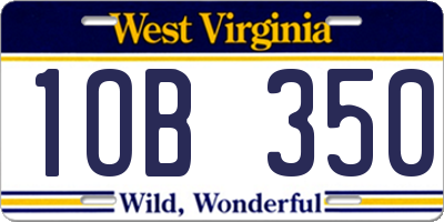 WV license plate 1OB350