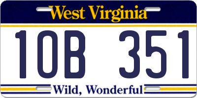 WV license plate 1OB351
