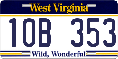 WV license plate 1OB353