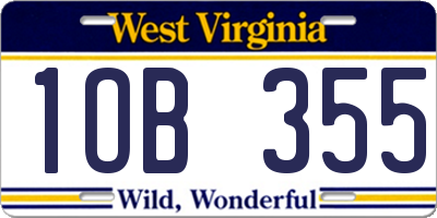 WV license plate 1OB355