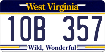 WV license plate 1OB357