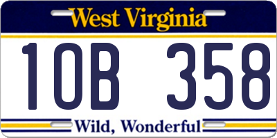 WV license plate 1OB358