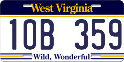 WV license plate 1OB359